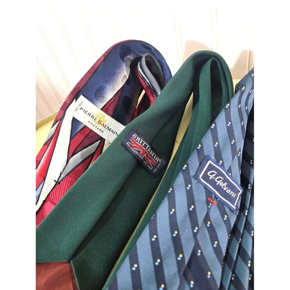 Lot of 6 Men’s Ties Designer Mixed Brands Silk Polyester Striped Geometric Class